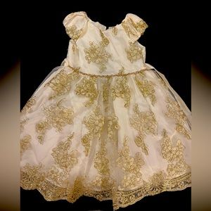 Fancy gold dress brand Rare Edition, with rhinestone waist. Size 5 girls